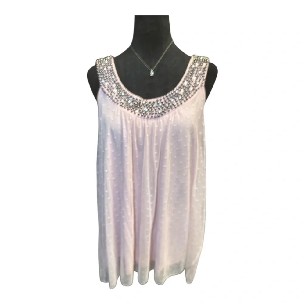 AVENUE PINK SLEEVELESS DOUBLE LAYERED POLKA DOT TANK TOP IN SIZE 18/20